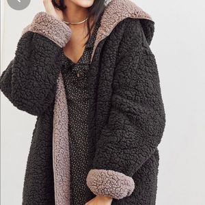 UO reversible teddy jacket with hood
